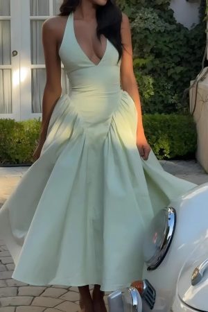 Halter Neck Corset Midi Dress