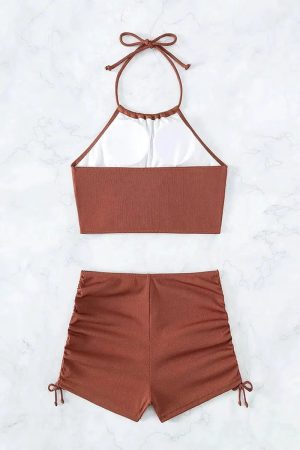 Halter Top & Swim Shorts Bikini Set