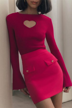 Heart Cut Out Corduroy Top