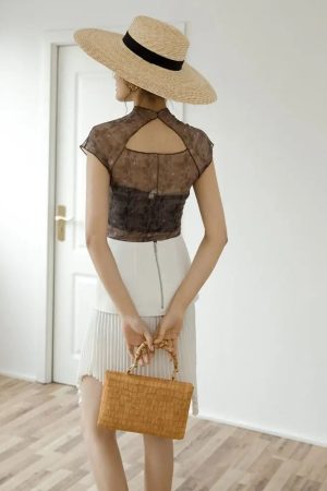 High Neck Mesh Top