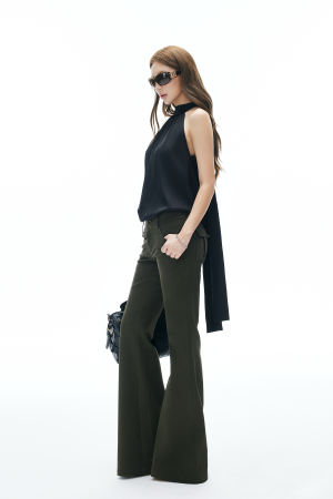 IAMXIAA Chiffon Halter Top with Bow Backless Detail