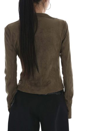 IAMXIAA Cropped Moto Jacket with Asymmetric Zip