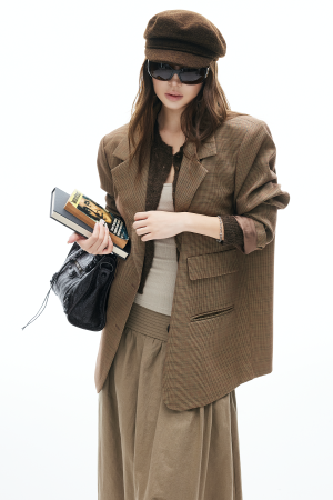 IAMXIAA Oversized Checked Blazer Jacket