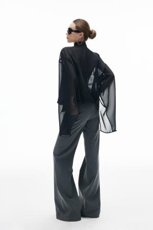 IAMXIAA Sheer Flowing Chiffon Top with Scarf Detail