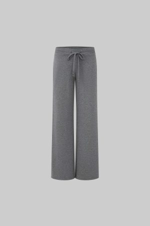 IAMXIAA Star Patch Wide Leg Sweatpants Drawstring Waist Lounge Pants