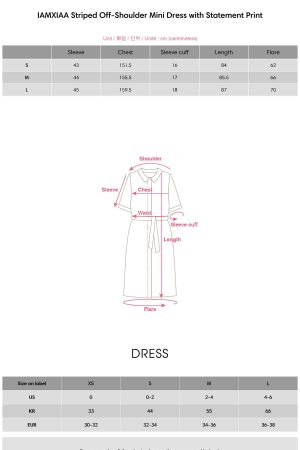 IAMXIAA Striped Off-Shoulder Mini Dress with Statement Print