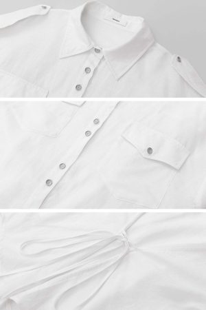 IAMXIAA Utility Tie-Back Oversized Shirt