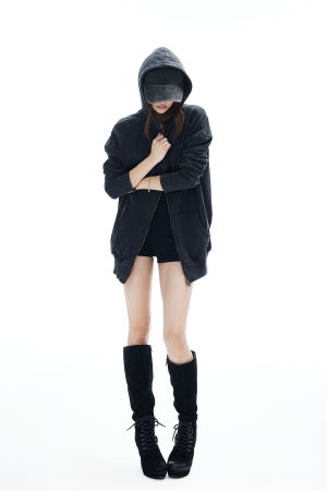 IAMXIAA Washed Zip Up Hoodie Jacket with Oversized Fit
