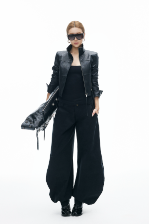 IAMXIAA Wide Balloon Pants with Button Detail High Waist Streetwear Style