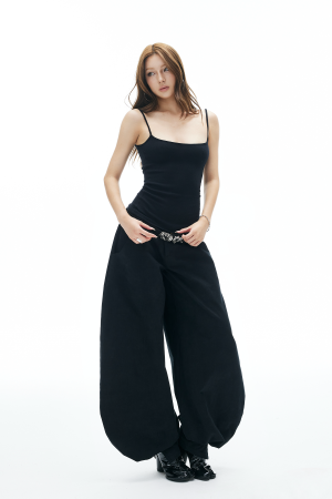 IAMXIAA Wide Balloon Pants with Button Detail High Waist Streetwear Style