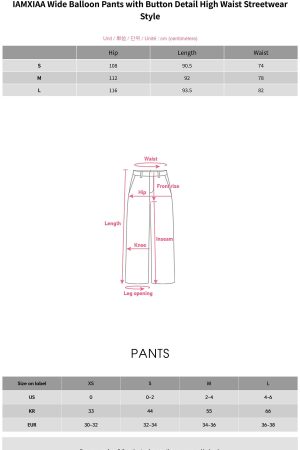 IAMXIAA Wide Balloon Pants with Button Detail High Waist Streetwear Style