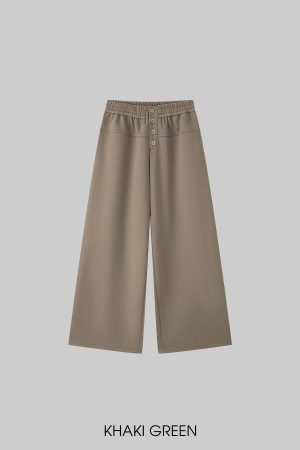 IAMXIAA Wide Leg Sweatpants with Button Detail and Relaxed Fit
