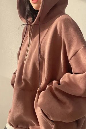 Indie Oversized Zip Up Hoodie