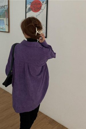 Indie Purple Corduroy Casual Shirt