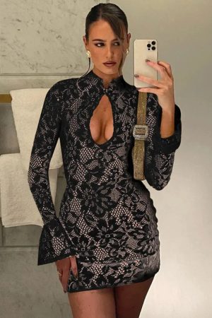 Lace Cut Out Mini Dress
