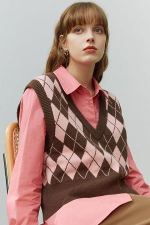 Light Academia Argyle Sweater Vest