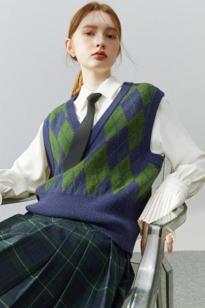 Light Academia Argyle Sweater Vest