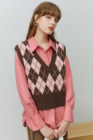 Light Academia Argyle Sweater Vest