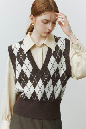 Light Academia Argyle Sweater Vest