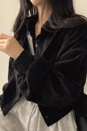 Light Academia Cropped Corduroy Jacket