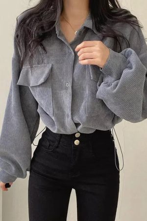 Light Academia Cropped Corduroy Jacket