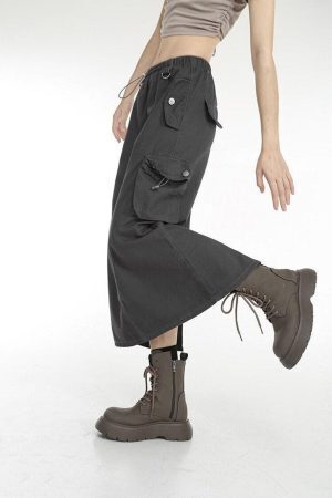 Low Rise Parachute Maxi Skirt