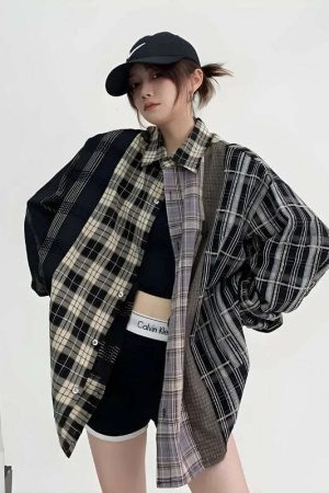 Multi Pattern Plaid Shirt