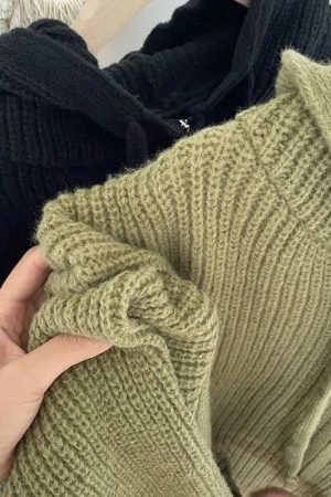 Oversized Knitted Hooded Cardigan