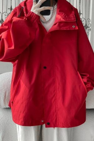 Oversized Windbreaker Hooded Jacket
