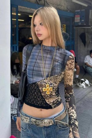 Patchwork Mesh Top