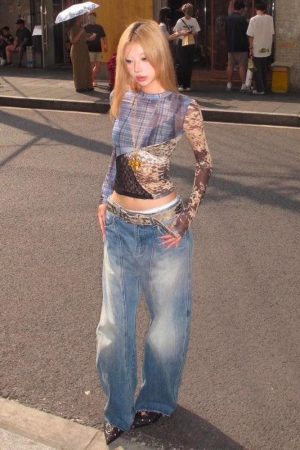 Patchwork Mesh Top