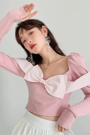 Puff Shoulder Bow Crop Top