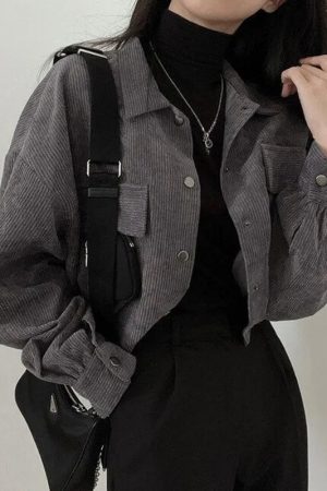 Puff Sleeved Corduroy Crop Shirt