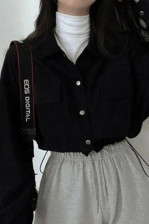 Puff Sleeved Corduroy Crop Shirt