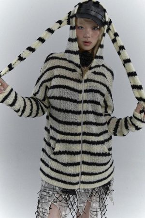 Rabbit Ears Hooded Cardigan Jacket