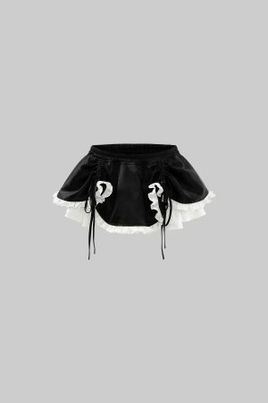 Rase le sol Black Layered Skirt with Ruffled Trim