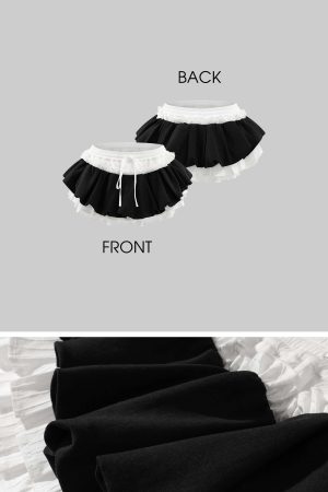 Rase le sol Black & White Layered Mini Skirt