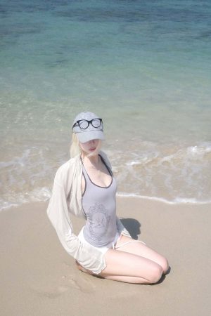Rase Le Sol Contrast Frame Print Ribbed Fitted Top