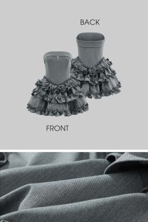 Rase le sol Cross Boned Bustier Tiered Ruffle Dress
