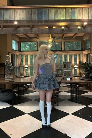 Rase le sol Cross Boned Bustier Tiered Ruffle Dress