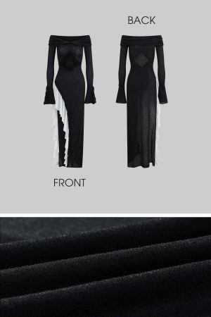 Rase le sol Cutout Off-Shoulder Panel Dress