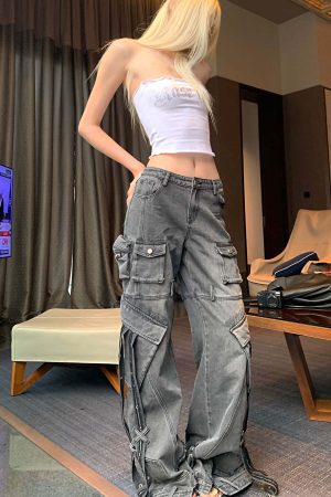 Rase le sol Deconstructed Cargo Pants with Strap Detailing