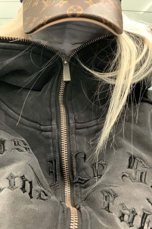 Rase le sol Distressed Gothic Zip Hoodie