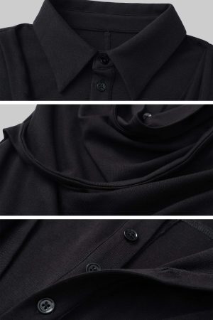 Rase le sol Draped Neck Slim-Fit Long Sleeve T-Shirt