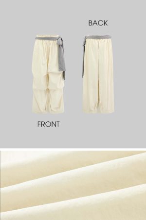 Rase le sol Draped Wide-Leg Pants with Sash