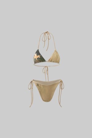 Rase le sol Fawn Mirage Printed Tie Bikini Set