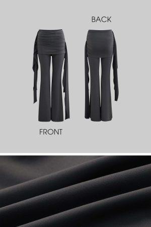 Rase le sol Gray Knot Detail High-Waisted Flared Pants