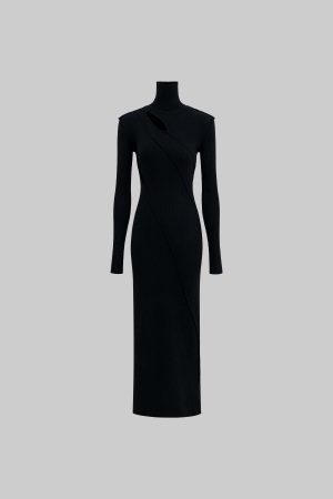 Rase le sol High Neck Cutout Bodycon Dress