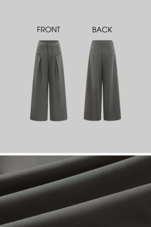 Rase le sol High-Waist Pleated Wide-Leg Trousers