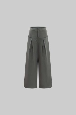 Rase le sol High-Waist Pleated Wide-Leg Trousers
